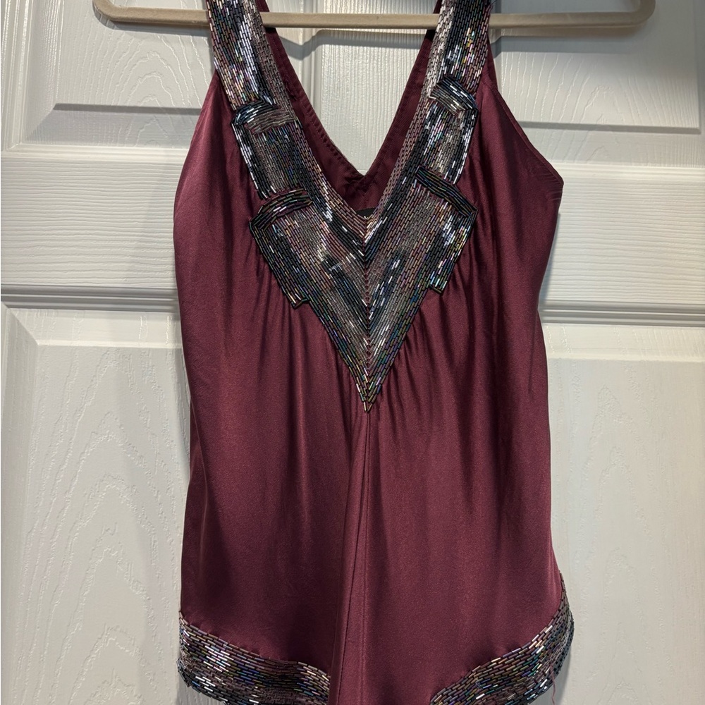 Bebe Red Asymmetrical Embellished Bodysuit